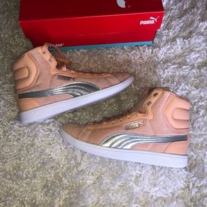 Puma women’s blush pink mid tops